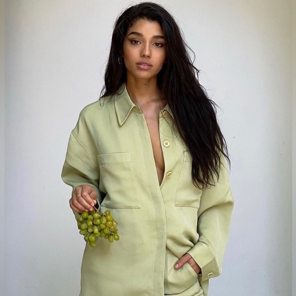 Aritzia Tops - ⭐️SOLD⭐️ Aritzia Babaton Borna Shirt Jacket Pistachio Green L